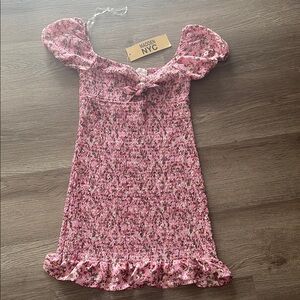Pink Floral Mini Dress